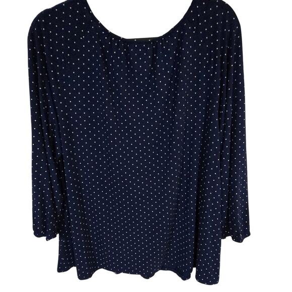 J Jill Wearever Top Womens XL Blue Polka Dot 3/4 Elastic Sleeve Rayon Nautical - Picture 15 of 15